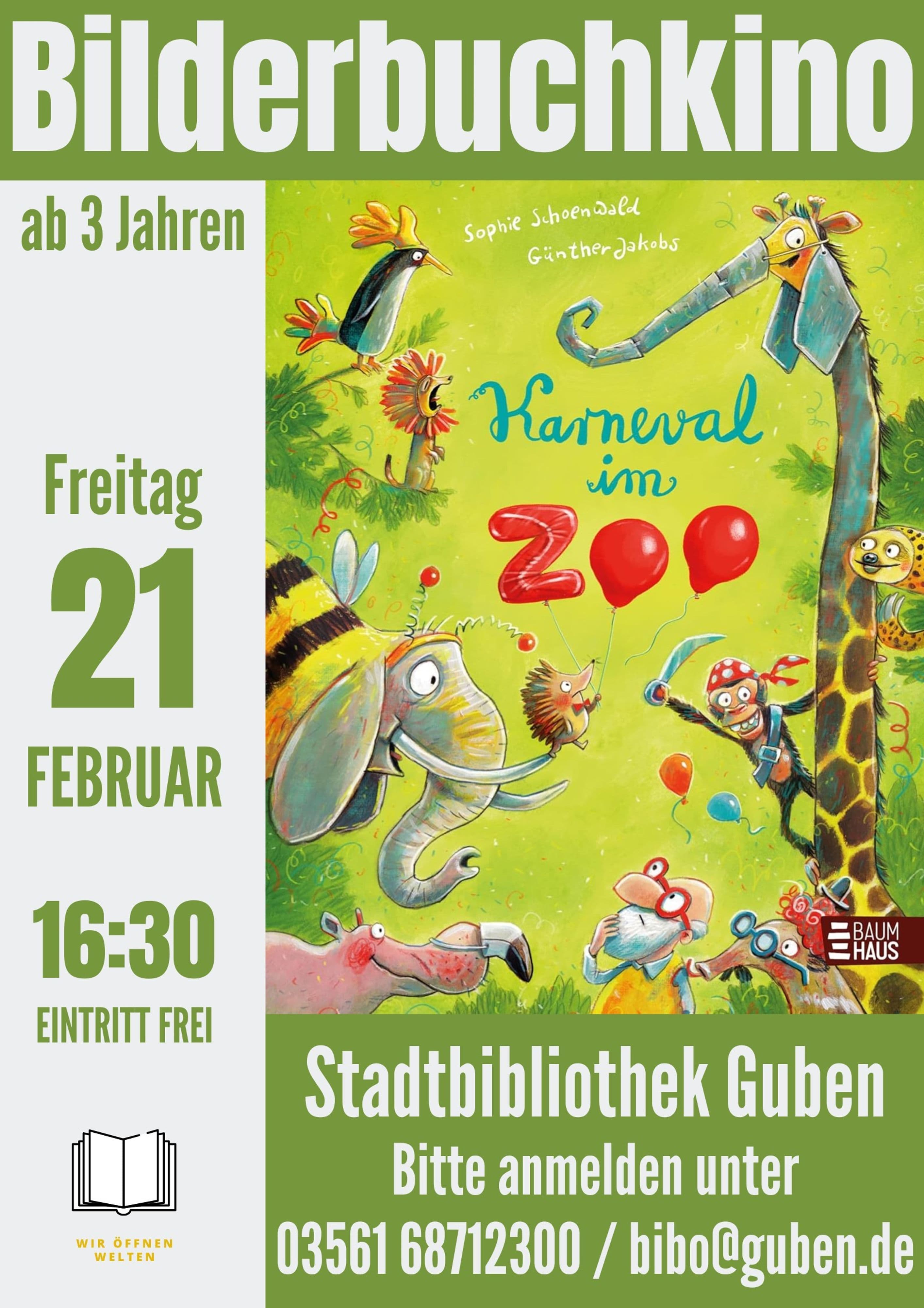 Zukunft der Lesefreude: Bilderbuchkino „Karneval im Zoo“ in Guben