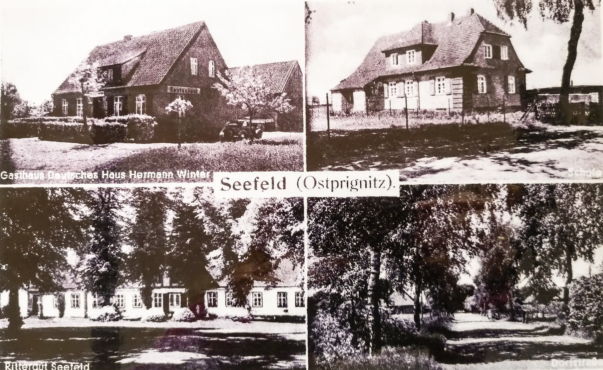 Eine historische Postkarte von Seefeld: Bis 1952 gehörte der Ort zum damaligen Kreis Ostprignitz.